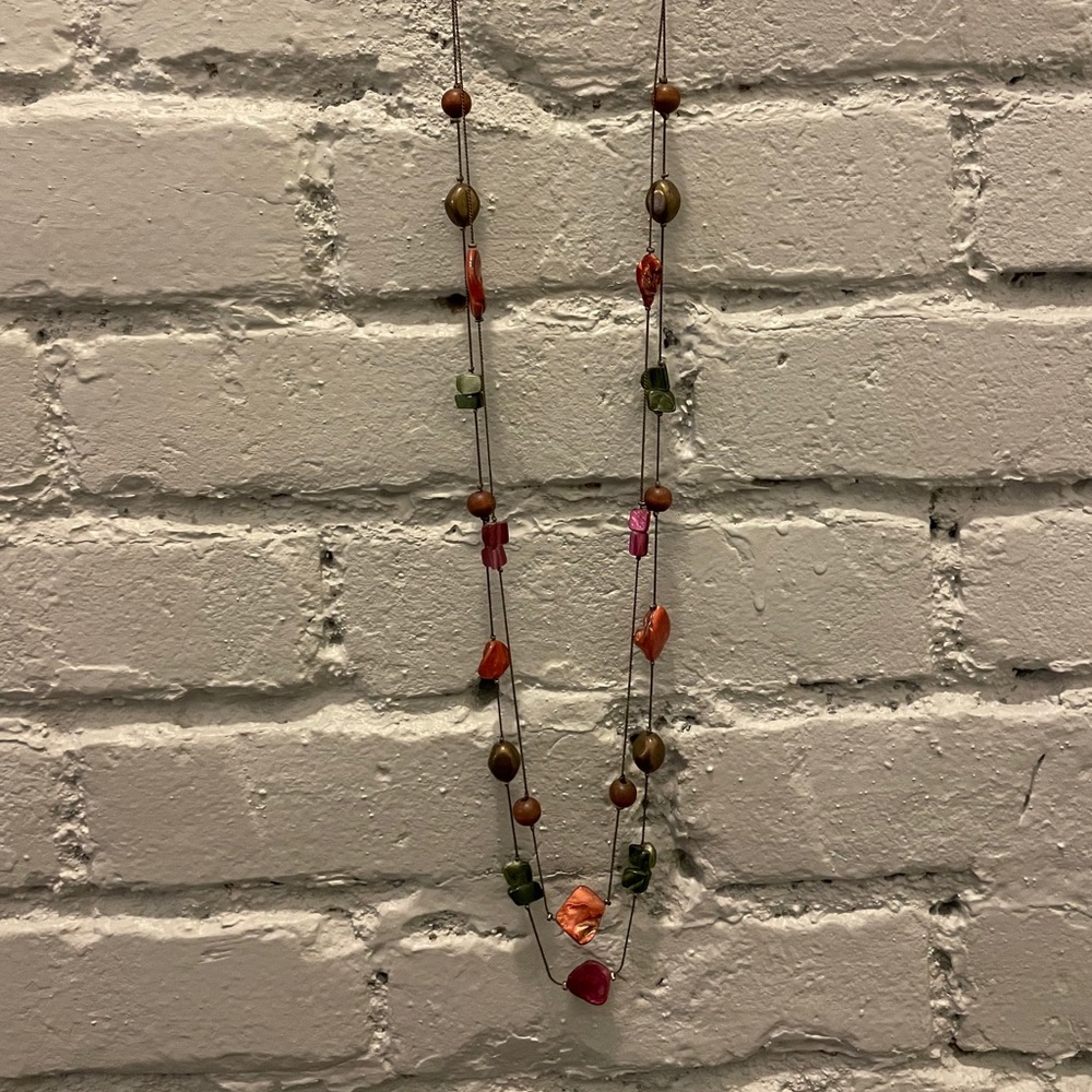 Gold necklace with colored stones
